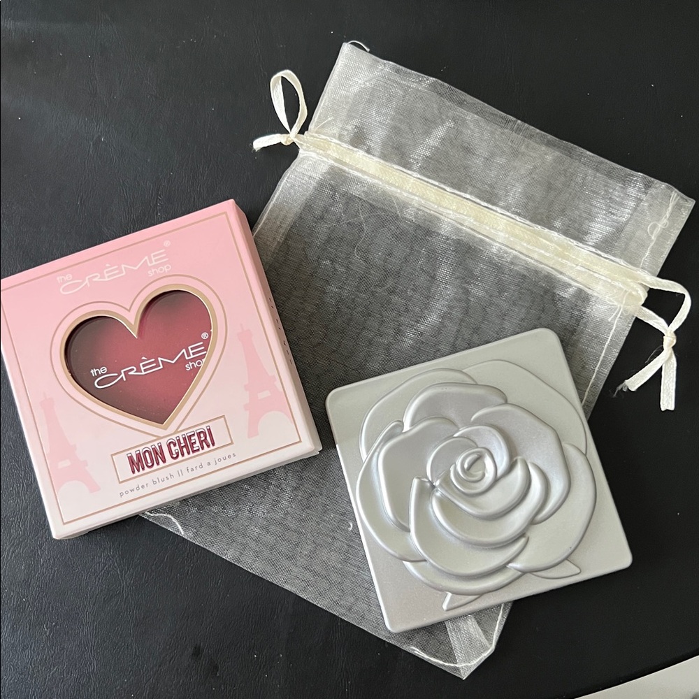THE CREME SHOP MON CHERI DEEP PINK POWDER BLUSH & SILVER TONE
TWO SIDED MIRROR - Picture 1 of 9
